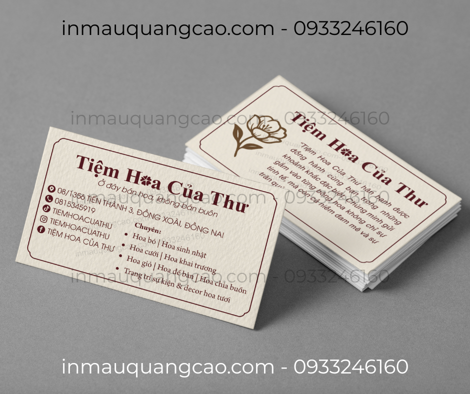 Mẫu card visit tiệm hoa đẹp - in card visit rẻ tại Vĩnh Tân Bình Dương HCM